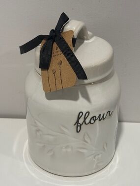 Rae Dunn Artisan Collection by Magenta White Flour Canister - Farmhouse Ceramic